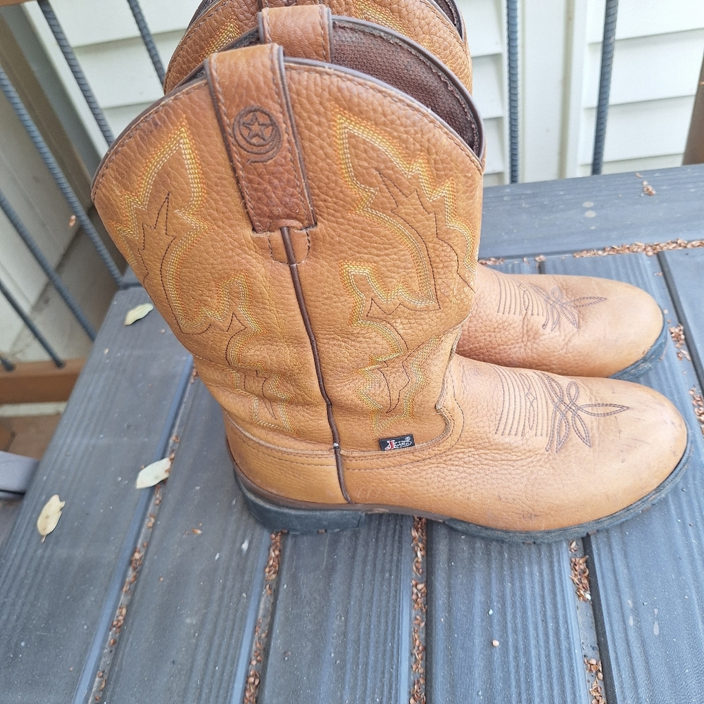 Justin LadiesTan Leather Western Work Boots Size 7